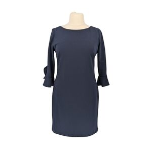00327 Karl Lagerfeld Bell Sleeves Dress Navy Blue 14 preppy Business casual